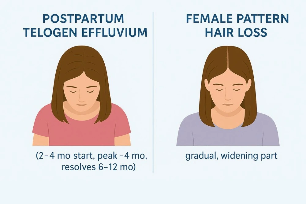 postpartum hair loss vs androgenetic alopecia
